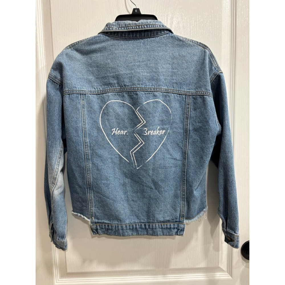 Sadie & Sage Blue Denim Heartbreaker Denim Jacket, Woman’s Small - Picture 2 of 8